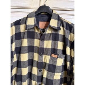 Outback Trading Company Shirt Jacket Men Large Black Plaid Thick Fleece Shacket